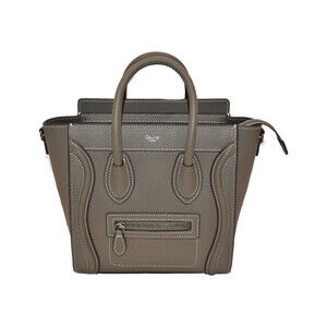 CELINE Luggage Shopper Suri Greige Drummed Calfskin Handbag Shoulder Fashionable